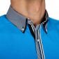 Preview: Stilvolles türkisblaues Designer-Hemd mit Button-Down-Kragen und bunten Kontrastdetails. Perfekt für Rockabilly-Looks, Tanzveranstaltungen und Vintage-Mode.