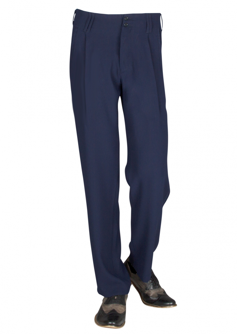 Pleated Trousers in Dark Blue