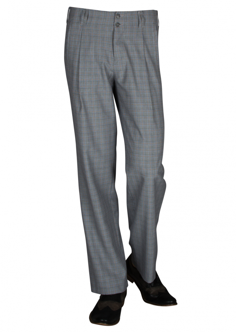 NEW Kirkland Signature Men's Wool Flat Front Dress Slack Pants 36x30 Grey Plaid 