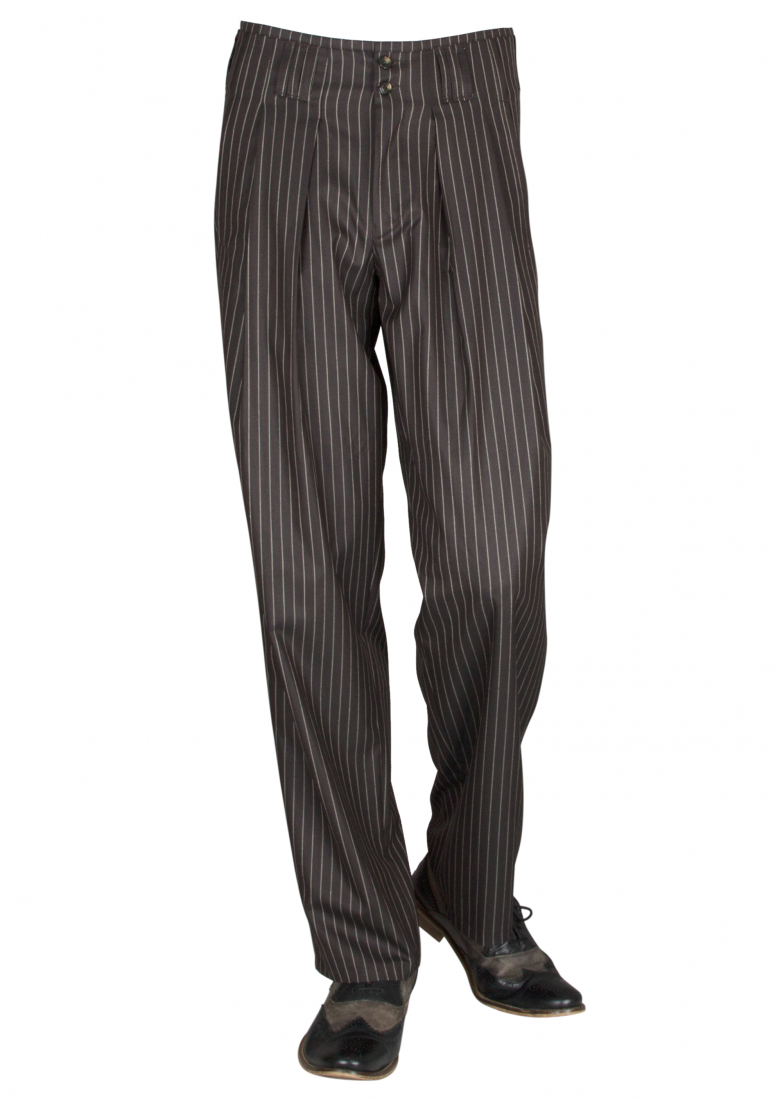 Chocolate Brown White Striped Trousers