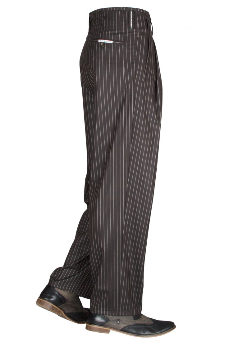 Chocolate Brown White Striped Trousers