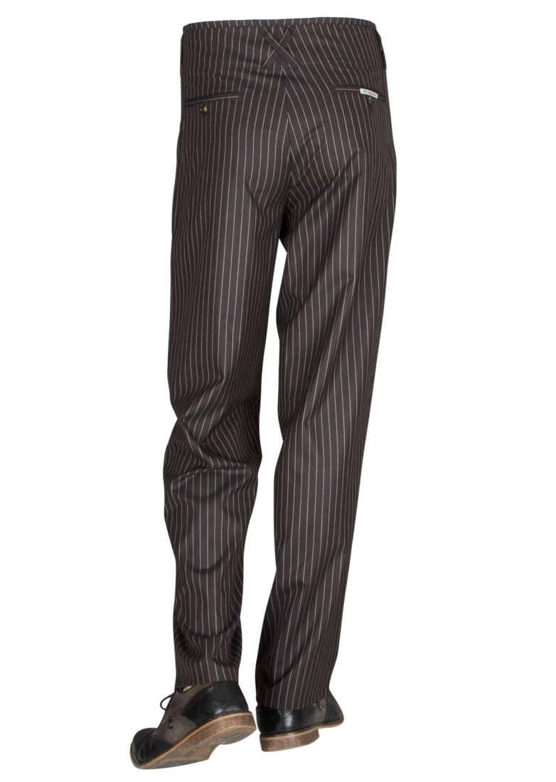 Chocolate Brown White Striped Trousers