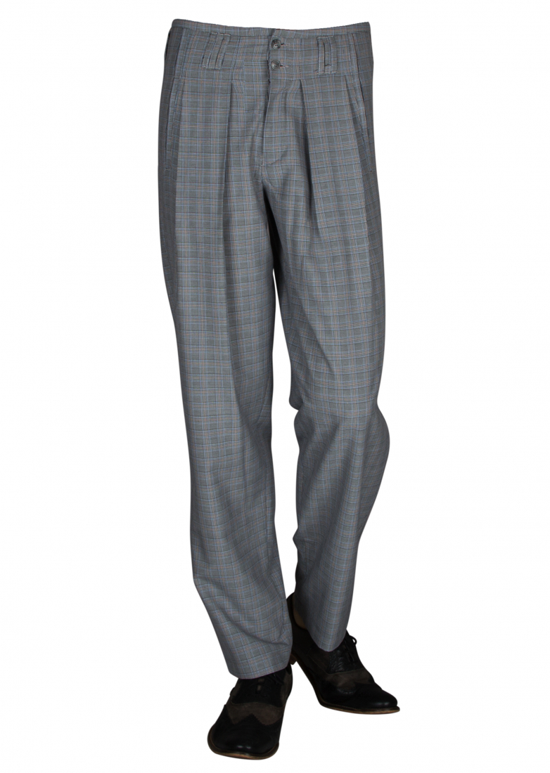 Checkered Pleated Trousers