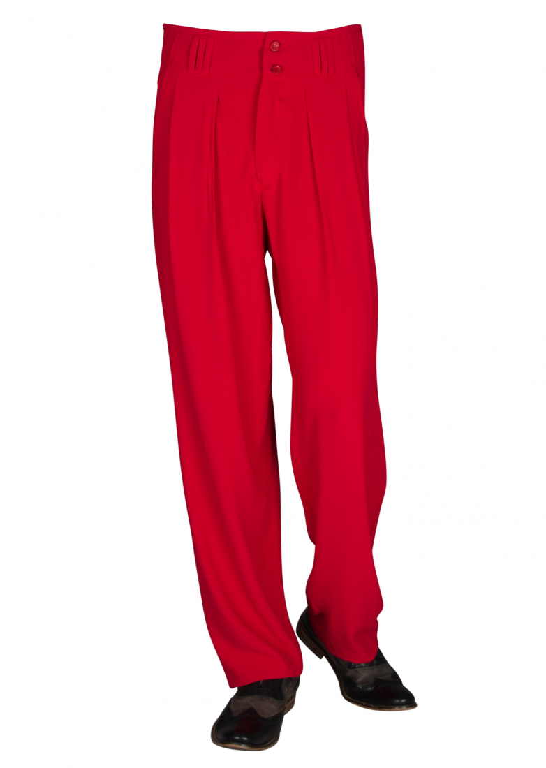 Red Pleated Trousers