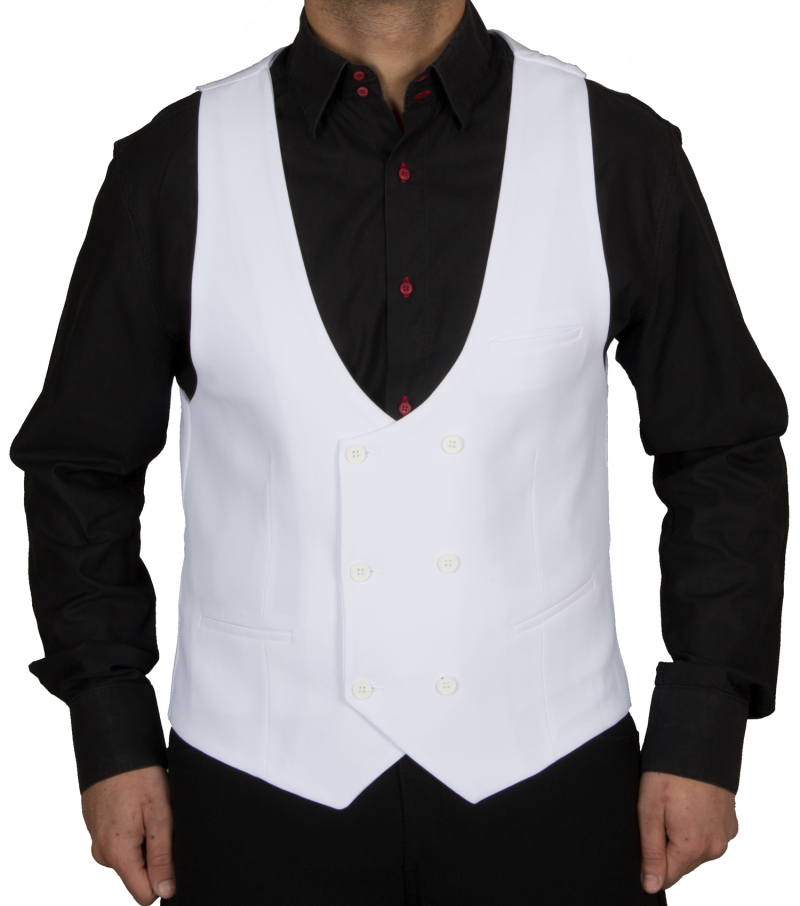 Double breasted mens vest in white