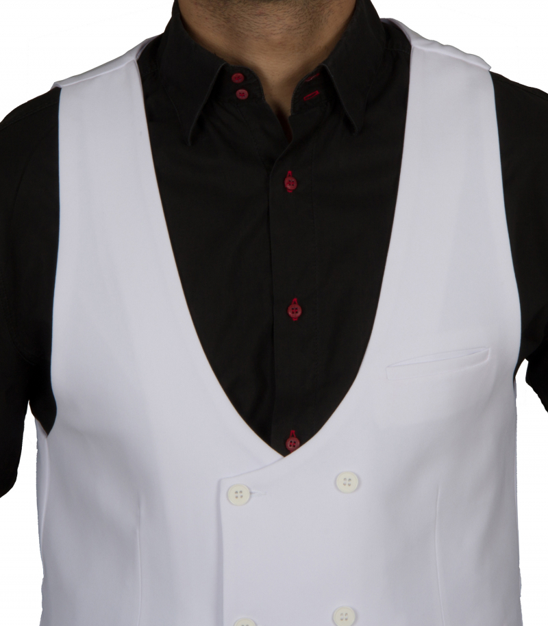 Double breasted mens vest in white