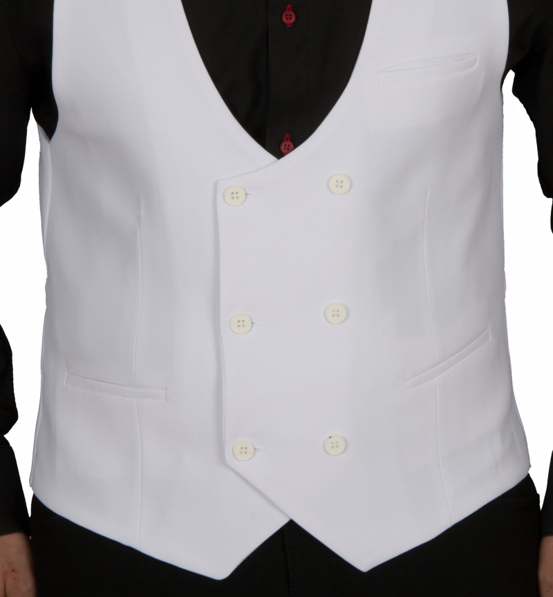 Double breasted mens vest in white