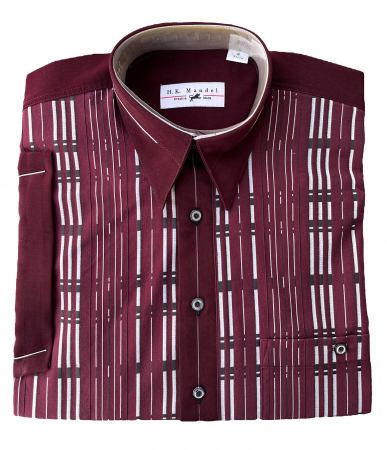 Weiches bügelfreies Microfaserhemd in Weinrot mit Button-Down-Kragen – perfekt für den stilvollen 50er Rockabilly-Look mit Vintage-Flair.