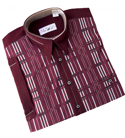 Weiches bügelfreies Microfaserhemd in Weinrot mit Button-Down-Kragen – perfekt für den stilvollen 50er Rockabilly-Look mit Vintage-Flair.