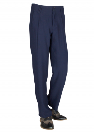 Pleated Trousers in Dark Blue