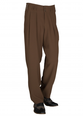 Pleated Trousers Mens Retro Style in Brown