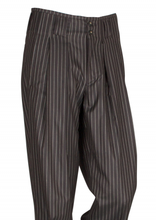 Chocolate Brown White Striped Trousers