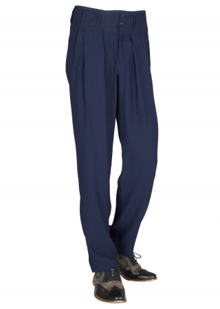 Pleated Pants in Dark Blue