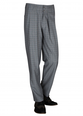 Checkered Pleated Trousers