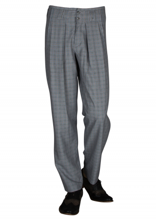 Checkered Pleated Trousers