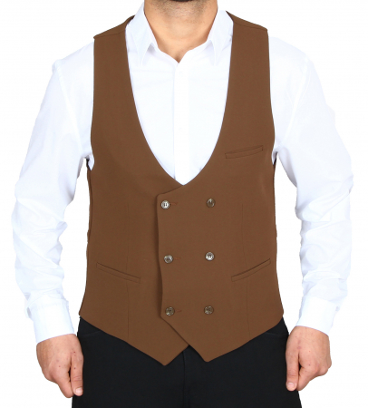 Double breasted mens vest in brown