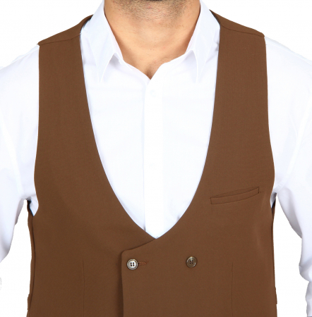 Double breasted mens vest in brown