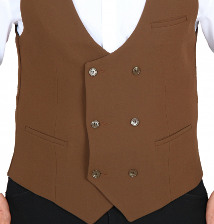 Double breasted mens vest in brown